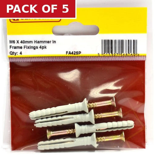 M6 x 40mm Hammer In Frame Fixings 4pk - Pack of 5