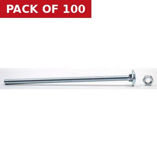M6 x 130mm ZP Cup Sq Hex Carriage Bolts & Nuts - Pack of 100