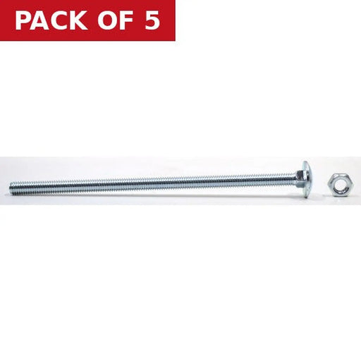 M6 x 130mm ZP Cup Sq Hex Carriage Bolts & Nuts (Pack of 6) - Pack of 5