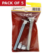 M12 x 100mm ZP Cup Sq Hex Carriage Bolts & Nuts (Pack of 2) - Pack of 5