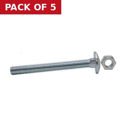 M8 x 110mm ZP Small Carriage Bolts & Nuts (Packs of 4) - Pack of 5