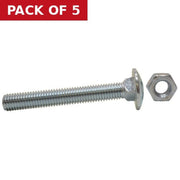 M12 x 75mm ZP Small Carriage Bolts & Nuts (Packs of 2) - Pack of 5