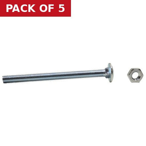 M12 x 130mm ZP Small Carriage Bolts & Nuts (Packs of 2) - Pack of 5