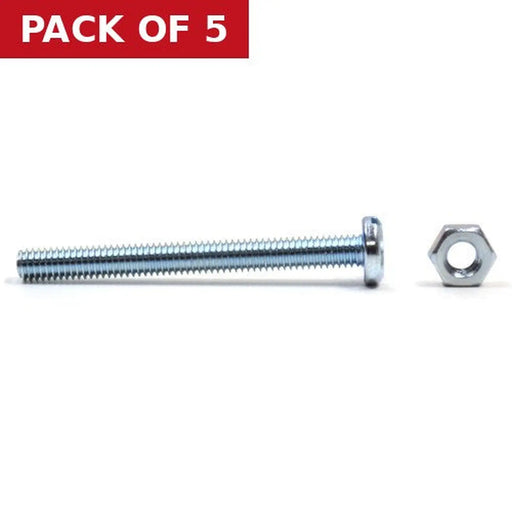 M4 x 30mm Machine Screws & Nuts - Zinc Plated - (Packs of 11) - Pack of 5