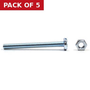 M5 x 30mm Machine Screws & Nuts - Zinc Plated - (Packs of 10) - Pack of 5