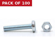 M6 x 16mm Machine Screws & Nuts - Zinc Plated - (100)