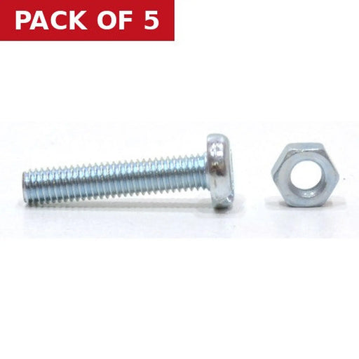 M6 x 16mm Machine Screws & Nuts - Zinc Plated - (Packs of 6) - Pack of 5