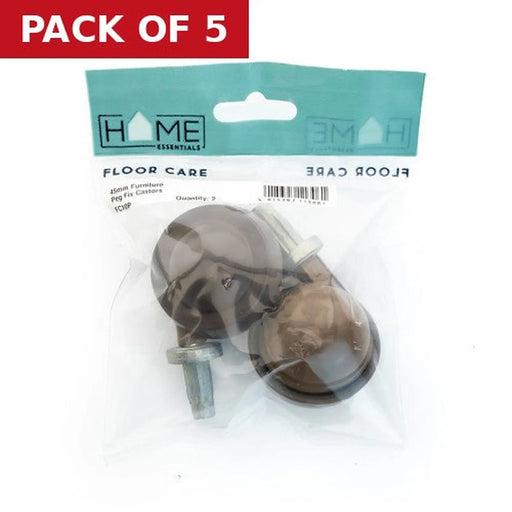 45mm Furniture Peg Fix Castors  (Pack of 2) - Pack of 5