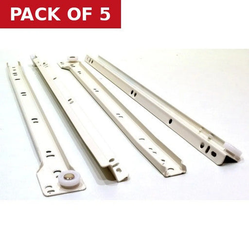 400mm White Bottom Fix Steel Drawer Runner - Pack of 5