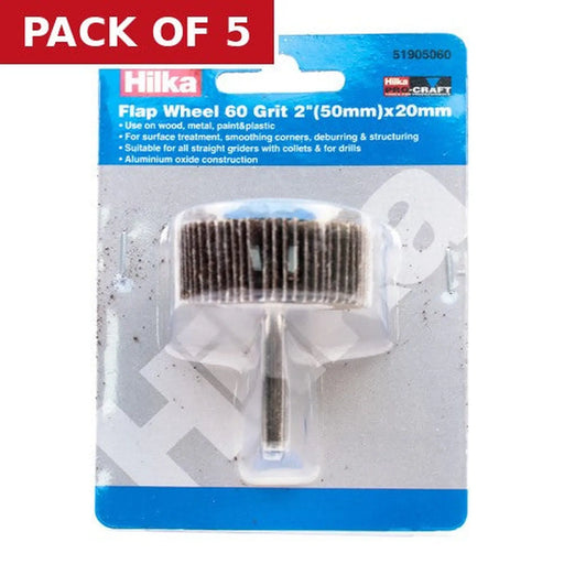 Hilka Flap Wheel 60 Grit (50mm) x 20mm - Pack of 5
