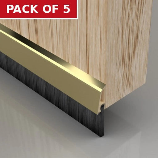 Warmseal Brush Threshold Strip, Gold Effect, 838mm - Pack of 5