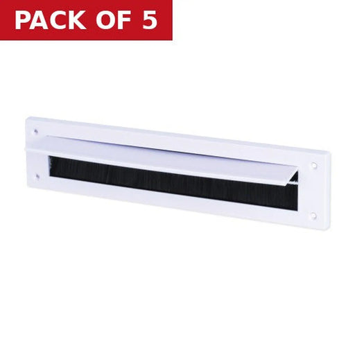 Warmseal Letterbox Draught Excluder With Flap, White, 43mm x 275mm - Pack of 5