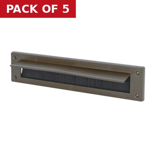 Warmseal Letterbox Draught Excluder With Flap, Brown, 43mm x 275mm - Pack of 5
