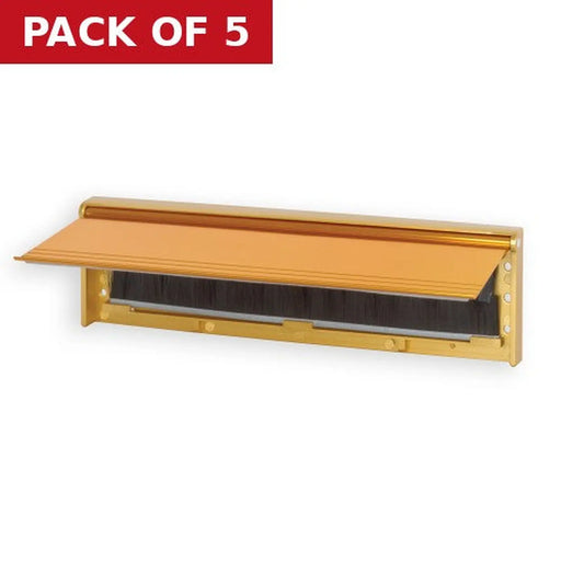 Warmseal Draught Excluder Letterplate Tidy, Gold Effect, 76mm x - Pack of 5