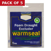 Warmseal PVC Foam Draught Excluder, White, 5m - Pack of 5