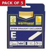 Warmseal 'E' Profile Long-life Foam Draught Excluder, White, 5m - Pack of 5
