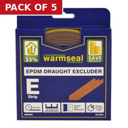 Warmseal 'E' Profile Long-life Foam Draught Excluder, Brown, 5m - Pack of 5
