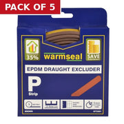 Warmseal 'P' Profile Long-life Foam Draught Excluder, Brown, 5m - Pack of 5