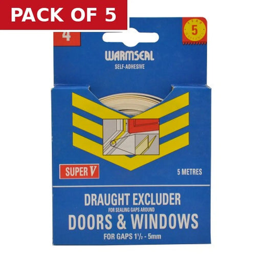 Warmseal Polystyrene 'V' Strip, White, 5m - Pack of 5