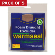 Warmseal Extra Wide PVC Foam Draught Excluder, Brown, 5m - Pack of 5