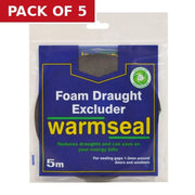 Warmseal Weather seal Sealing Strip, Black, 5m - Pack of 5