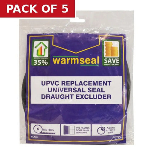 Warmseal uPVC Universal Seal, Black, 6m - Pack of 5