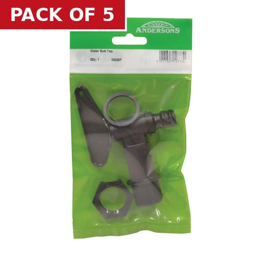 Water Butt Tap, Black, 3/4" BSP - Pack of 5
