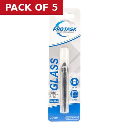 ProTask Tile & Glass Drill Bit 10mm x 86mm - Pack of 5