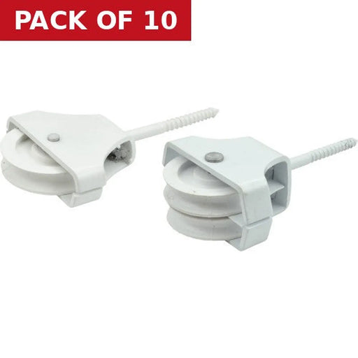Screw-In Pulley, Single, White, 45mm - Pack of 10