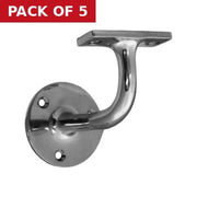 Solid Brass Heavy  Handrail Bracket, Chrome Plated, 65mm - Pack of 5