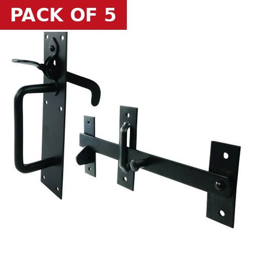 Light Suffolk Latch, Epoxy Black, 200mm - Pack of 5