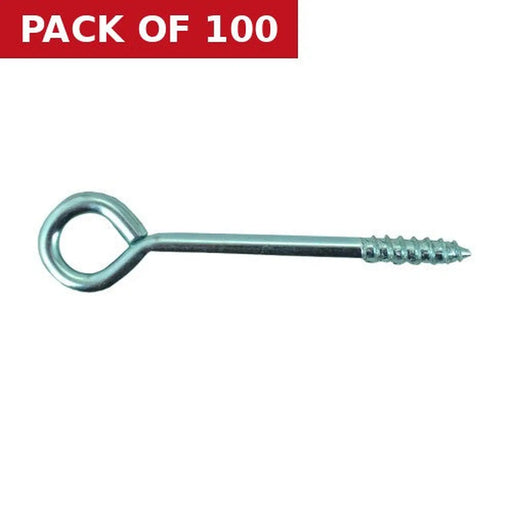 Screw In Steel Vine Eyes - Zinc Plated - 75mm x 12mm - Pack of 100
