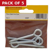Screw In Steel Vine Eyes - Zinc Plated - 75mm x 12mm - (Pack of 4) - Pack of 5
