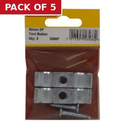Steel Turn Buttons, Zinc Plated, 50mm - Pack of 5