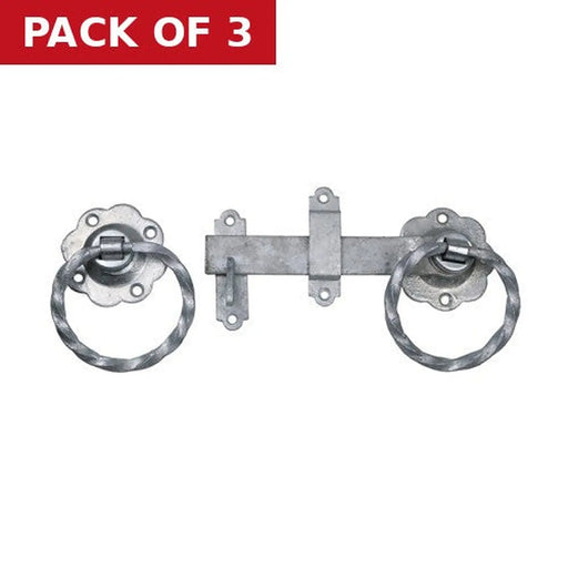 Twisted Ring Gate Latch, Galvanised, 150mm - Pack of 3