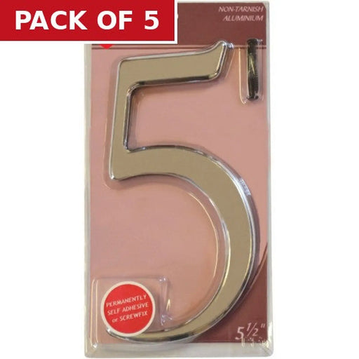Glass/Silver Numbered Plaque 5 - Pack of 5