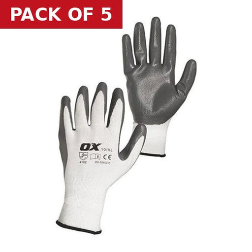 OX NITRILE FLEX GLOVE- SIZE 9 - 1 PAIR - Pack of 5
