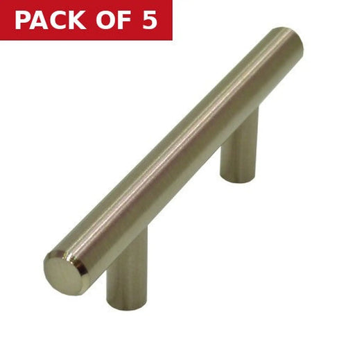 T Bar Brushed Nickel 64mm - Pack of 5