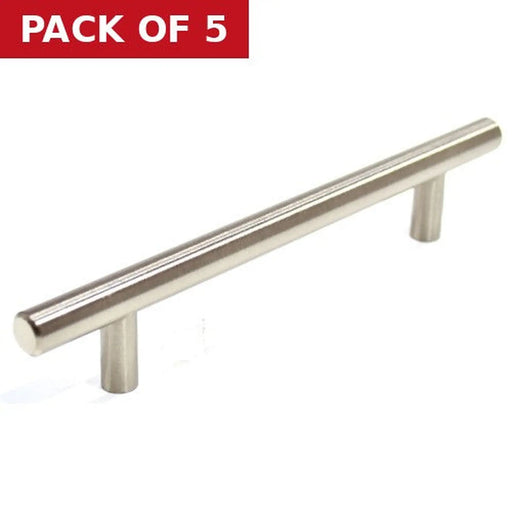 Plain 'T'  Bar Handle, Brushed Nickel, 177mm - Pack of 5