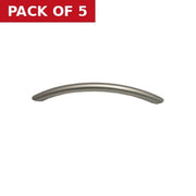 Long Bow Handles, Brushed Nickel, 128mm - Pack of 5