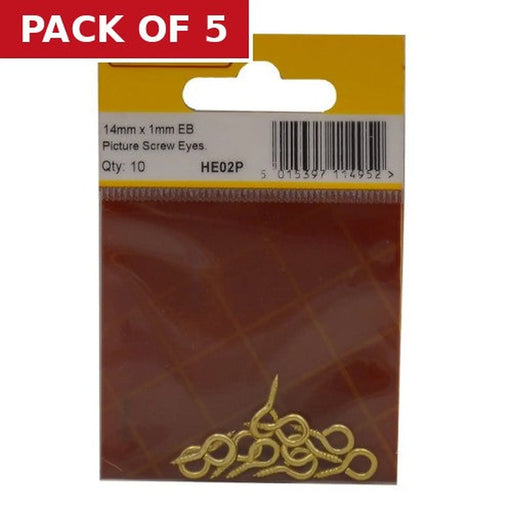 14mm x 1mm EB Picture Screw Eyes (Pack of 10) - Pack of 5