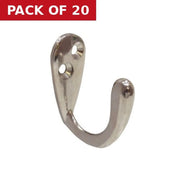 50mm Die Cast Single Wardrobe Hook - Chrome Plated - Pack of 20