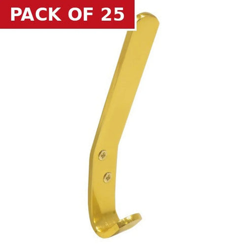 125mm Flat Pattern Hat & Coat Hook - Gold Anodised Aluminium - Pack of 25