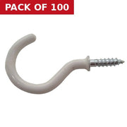 38mm White PVC Shouldered Cup Hook - Pack of 100