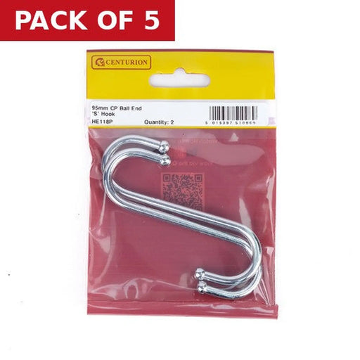 100mm CP Ball End S Hook (pack of 2) - Pack of 5