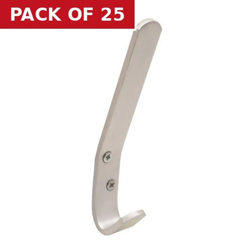 125mm Flat Pattern Hat & Coat Hook - Silver Anodised Aluminium - Pack of 25