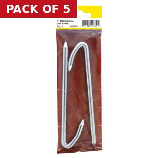 150mm ZP Steel Washing Line Hook (Pack of 2) - Pack of 5