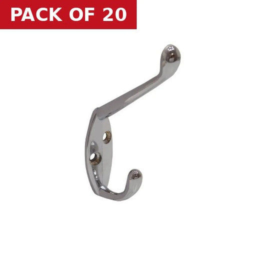 105mm Die Cast Hat & Coat Hook - Chrome Plated - Pack of 20