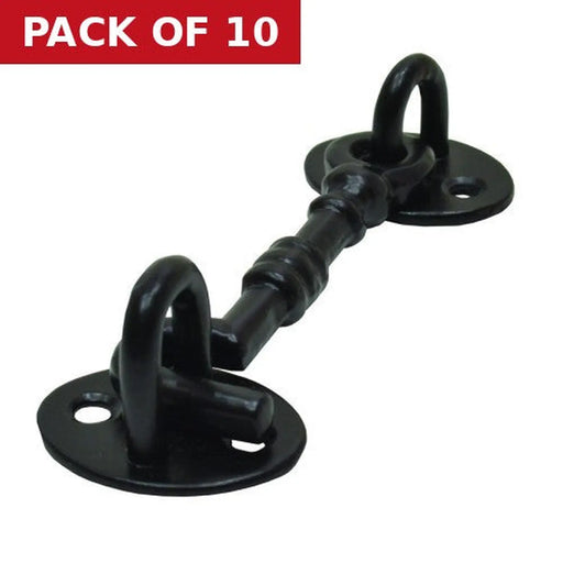 Cast Cabin Hook, Black, 100mm - Pack of 10