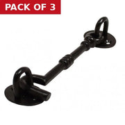 Cast Cabin Hook, Black, 200mm - Pack of 3